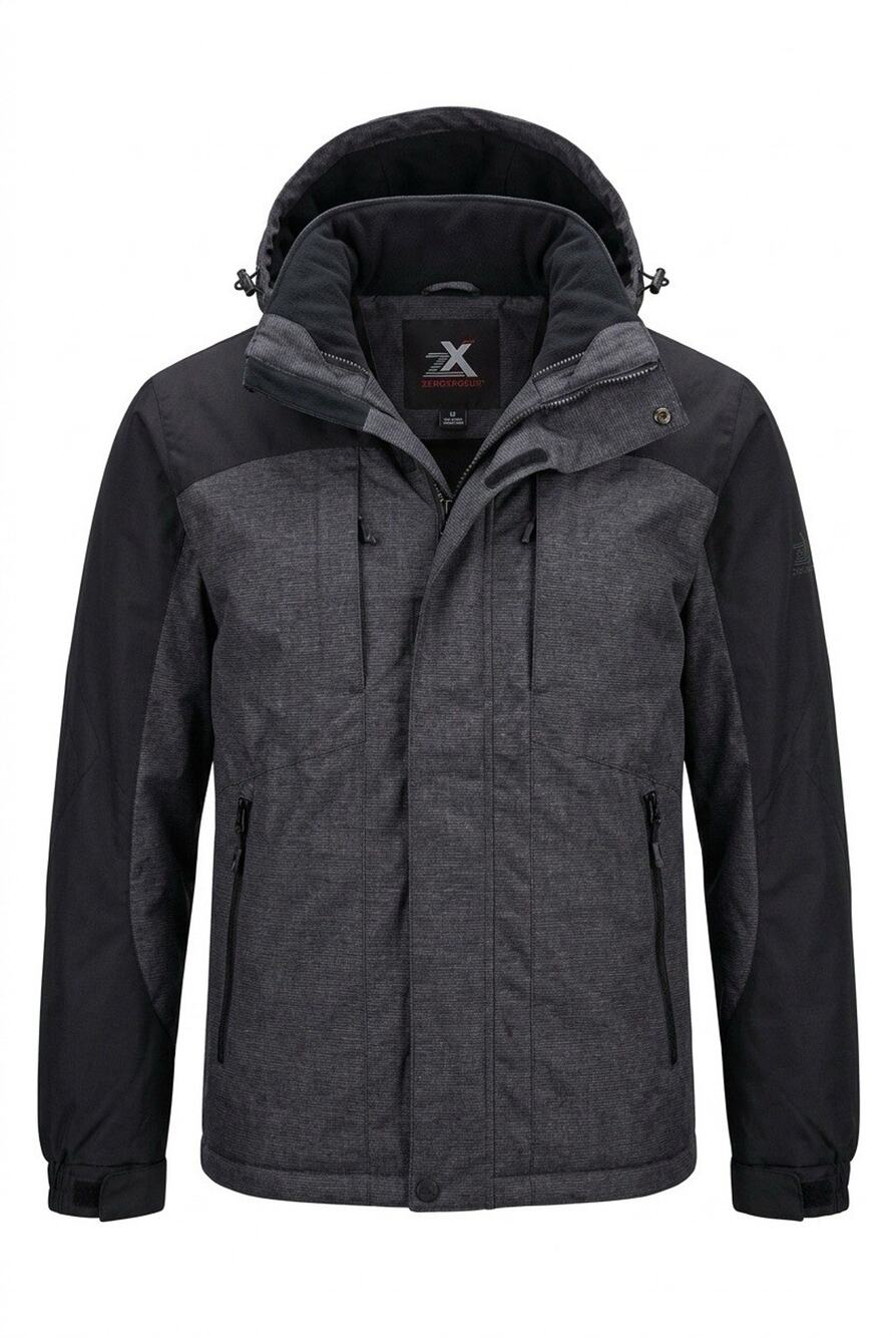 ZeroXposur Utility Full Zip Gray/ Black Jacket Men's S Hood Waterproof Outdoor